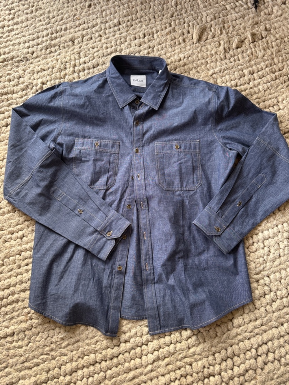 BATCh builder casual Men's Blue Button-Up Shirt